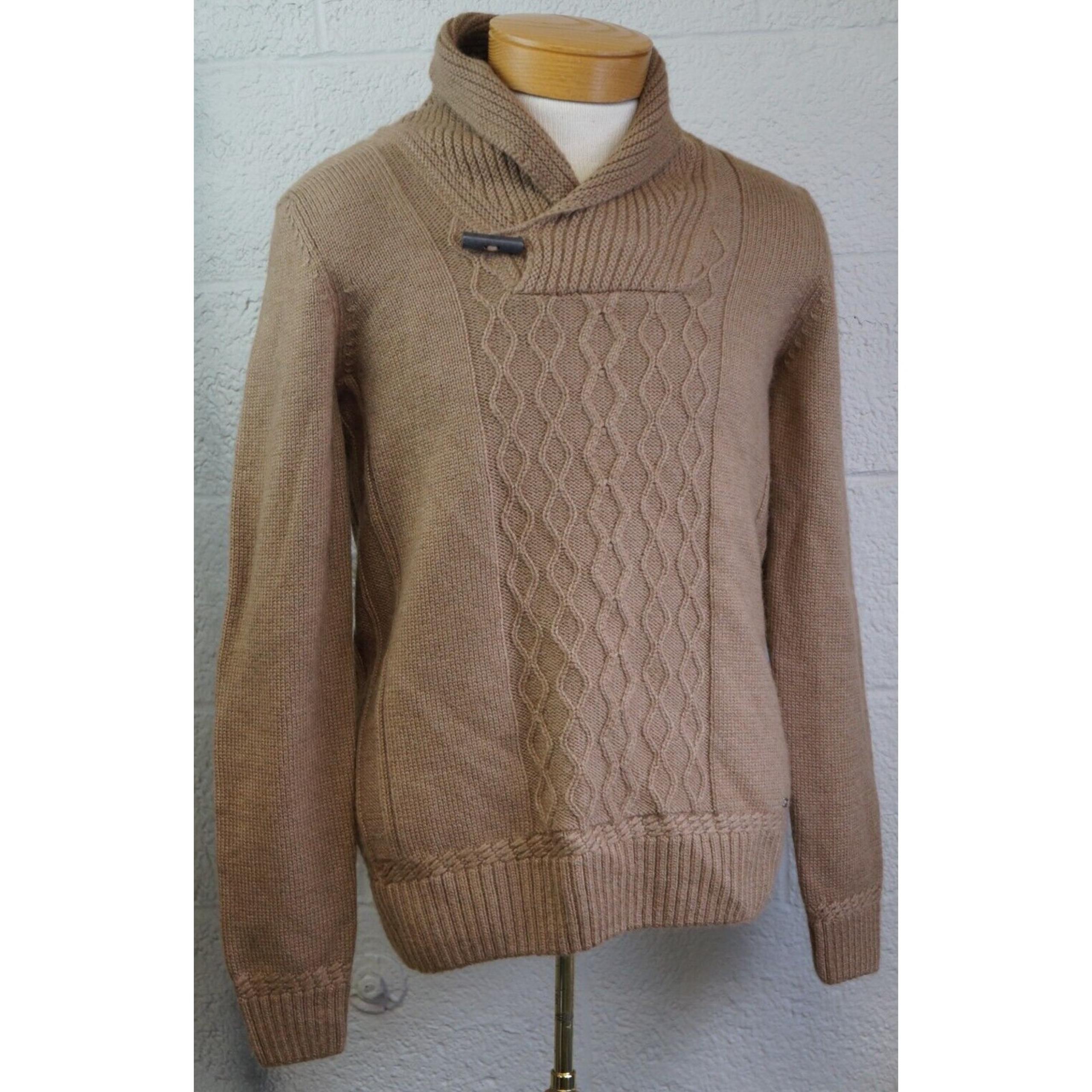 NWT Men's Hugo Boss fine Italian wool yarn ls shawl neck sweater Size M