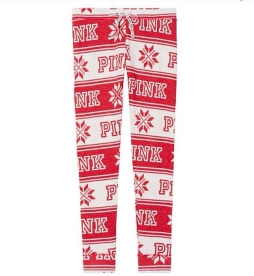 New Victoria’s Secret PINK Cozy Waffle Sleep Leggings Pants - Small - Fair Isle