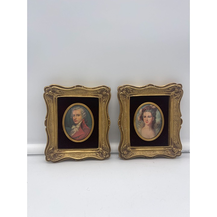 Cameo Creation Victorian Framed Portraits Convex Glass Pair