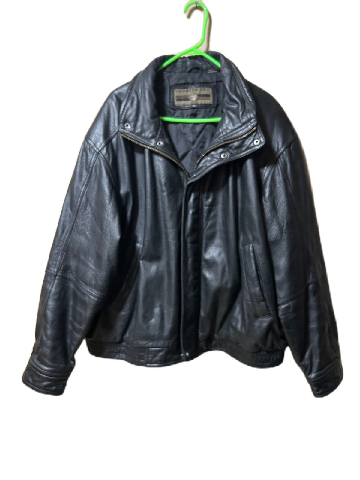 Vintage Members Only Jacket Mens XXL Dark Leather Full Zip Bomber Grunge 80s