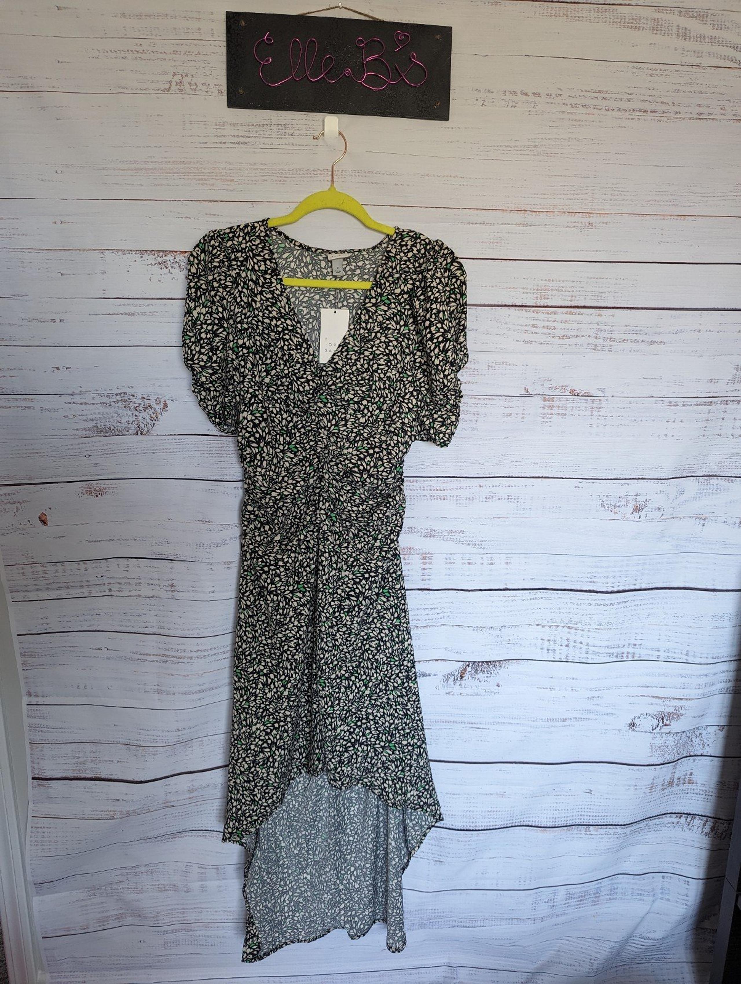 NWT/NWOT A New Day Green/Black/ Cream Floral High Low Dress XS, S