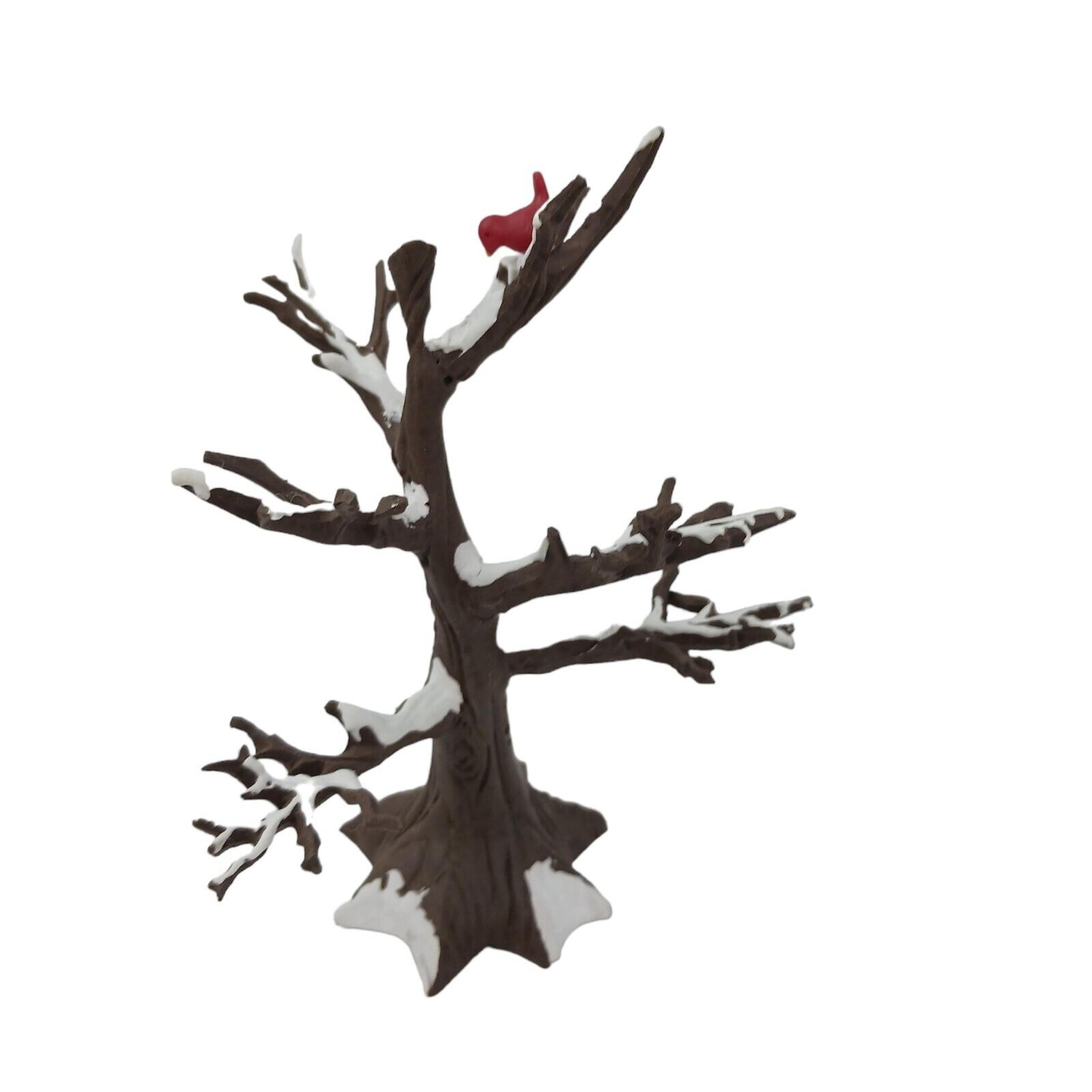 Dept 56 Winter Oak Tree Snowy Red Cardinal Bird Christmas Village 5.5" #51810