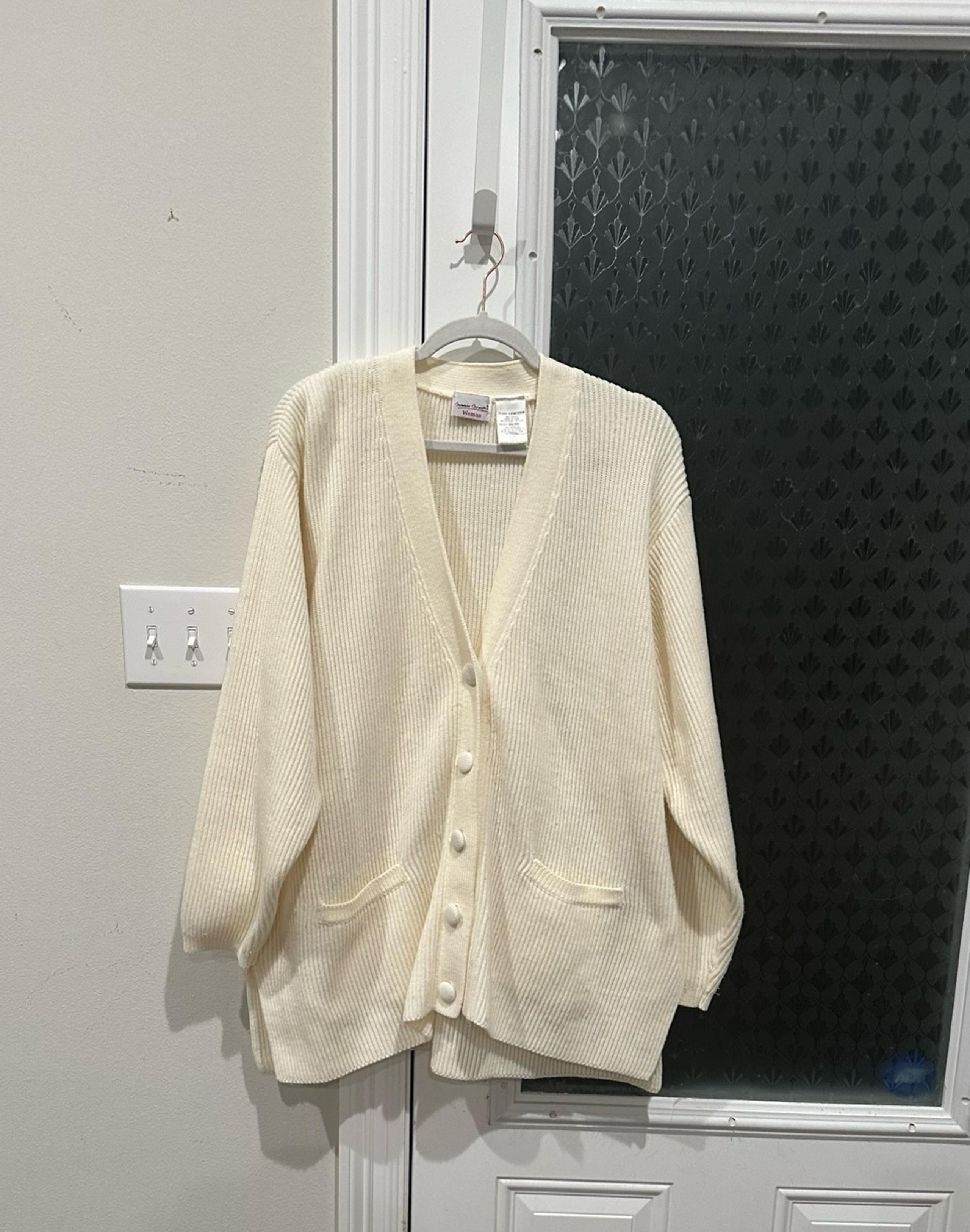 Bobbie Brooks Woman Ivory Button Down Thick Cardigan Sweater Sz 18W/20W