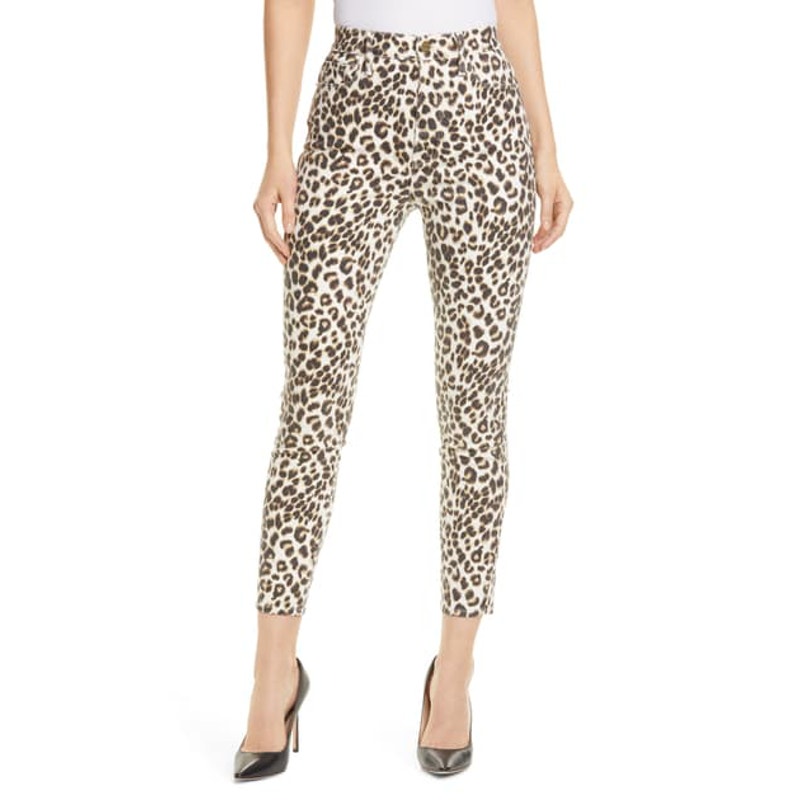 Frame Ali Jeans High Rise Crop Cigarette Skinny Jeans 25 Animal Print Crop NWT