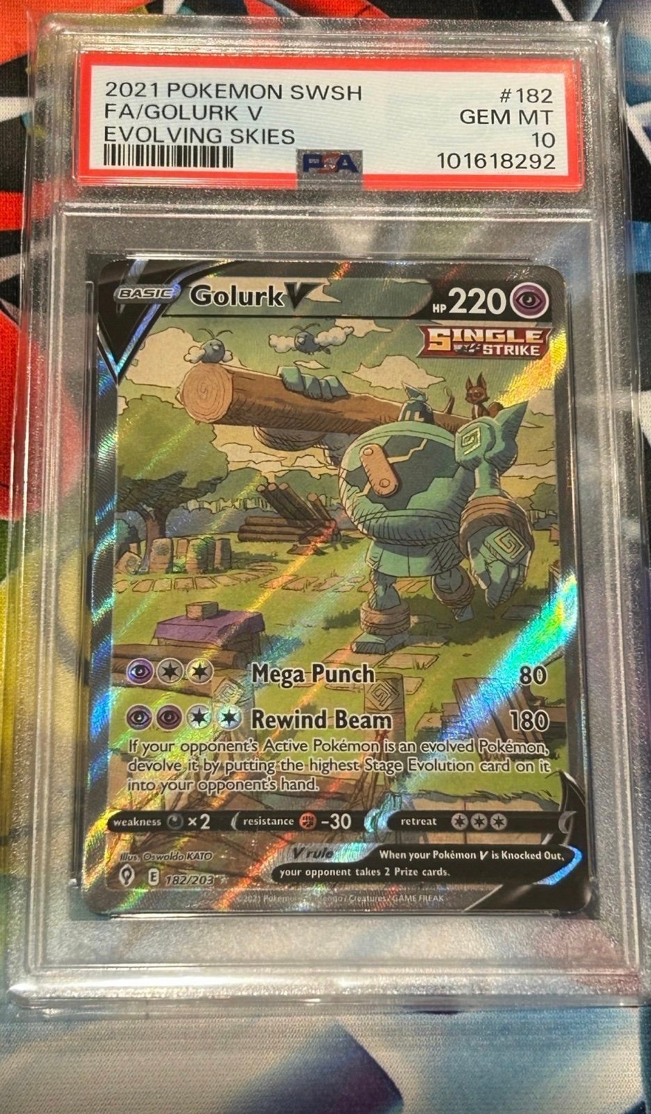 Golurk V Alt Art 182/203 Evolving Skies Pokemon Alternative Art PSA 10 Gem Mint