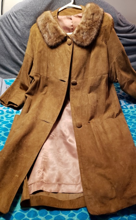 Mink Collar Suede Coat
