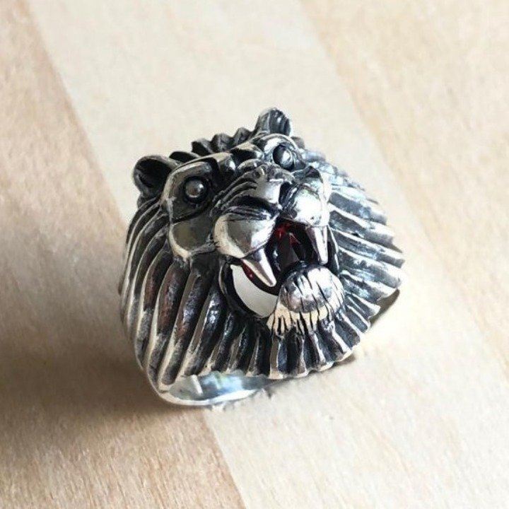 925 Silver Roaring Lion Ring