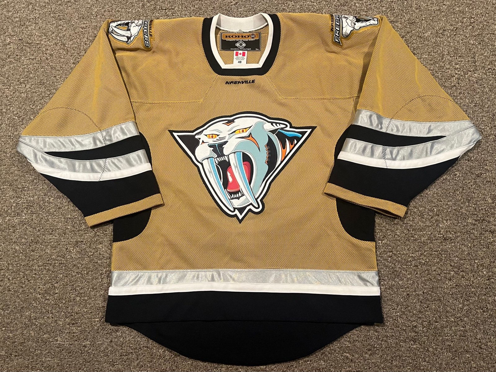 Nashville Predators - 2001-04 Blank KOHO Authentic Alternate Mustard Jersey 48