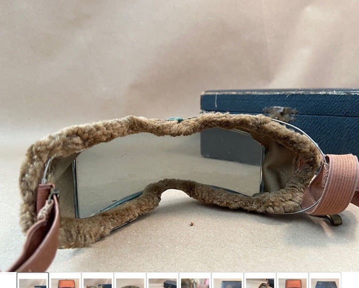 Rayonnante Balloon Jumper Driving French Goggles WW1 w/Box One-Lens Fur-Lined