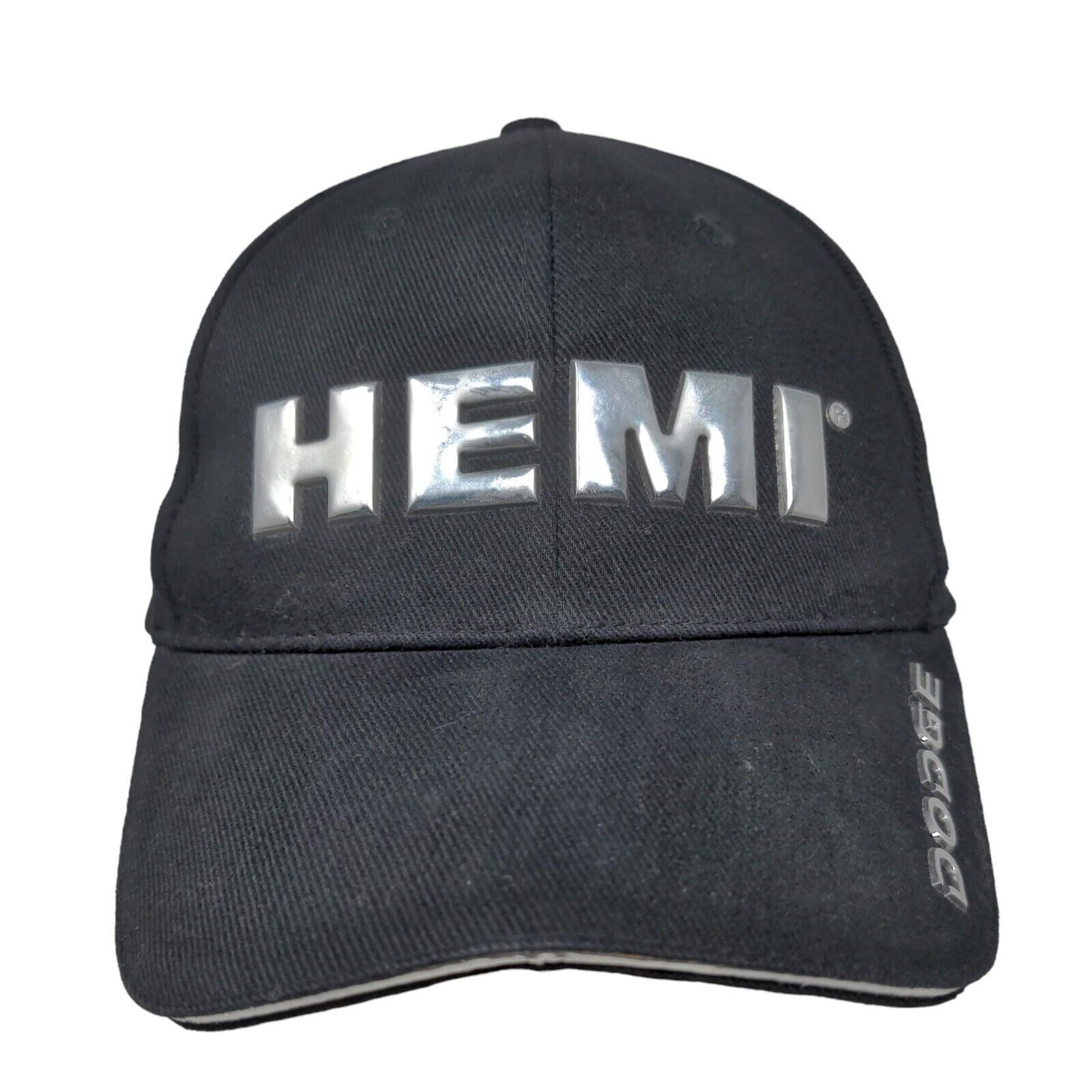 Dodge Men's Slideback Hat Black 3D Shiny Logo Hemi 100% Cotton