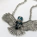 Vintage Unique Large Rhinestone Owl Pendant Necklace