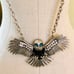 Vintage Unique Large Rhinestone Owl Pendant Necklace