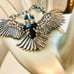 Vintage Unique Large Rhinestone Owl Pendant Necklace