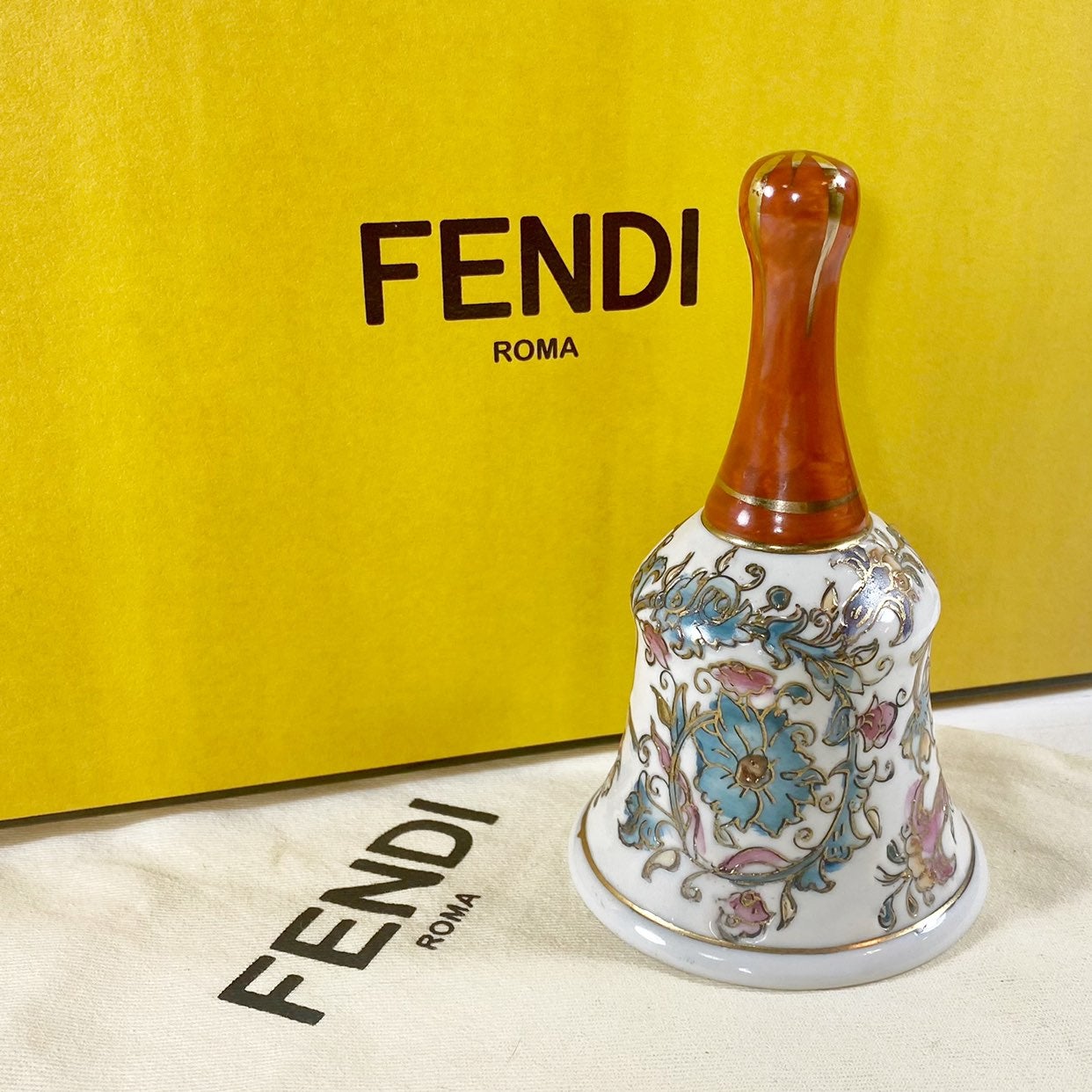 Fendi Rare Porcelain Painted Hand Bell