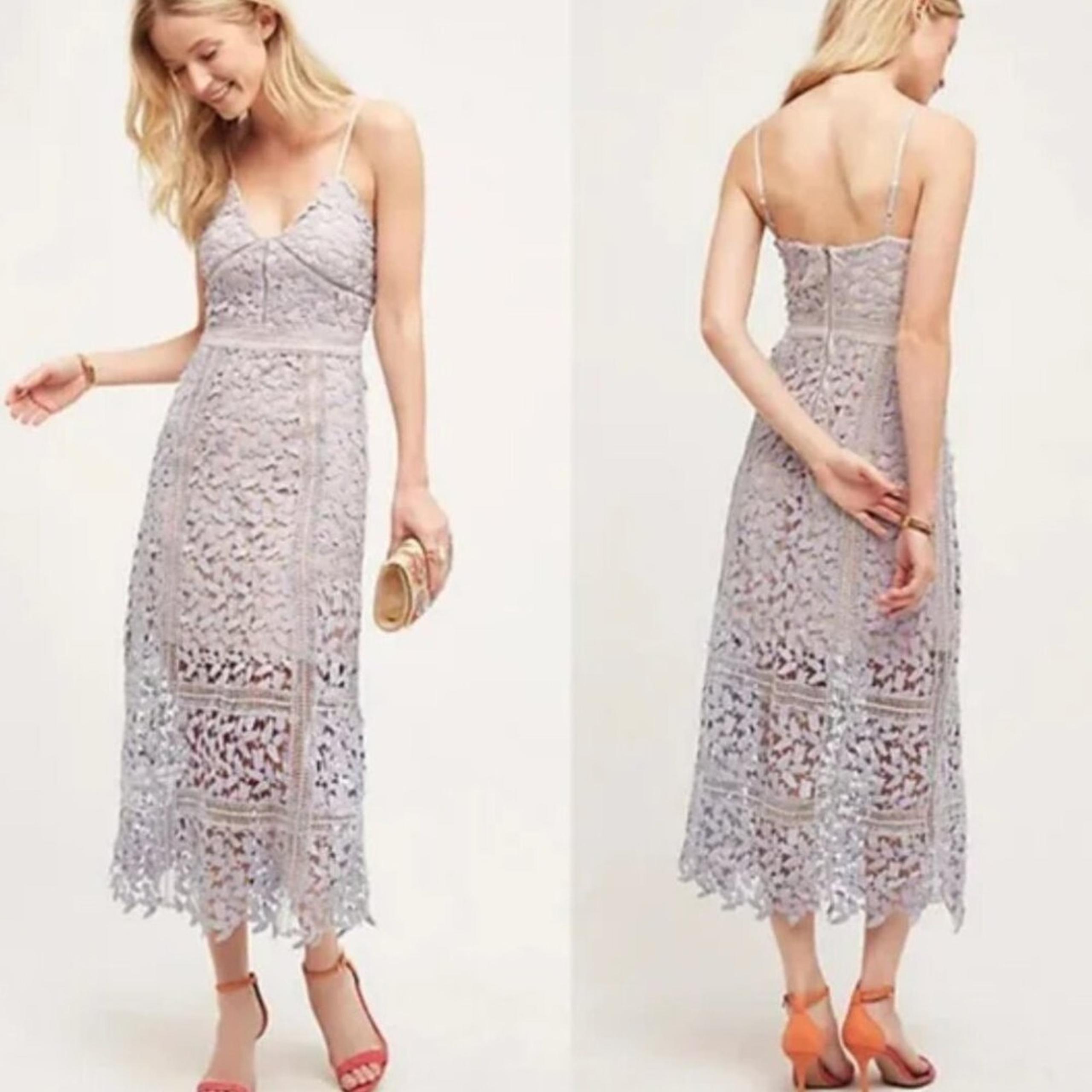 ANTHROPOLOGIE ELLIATT  Celane Floral Lilac Lace Overlay Midi Dress size medium
