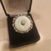 Jadeite Disc, SS, tiny diamond ring SZ 7
