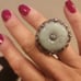 Jadeite Disc, SS, tiny diamond ring SZ 7