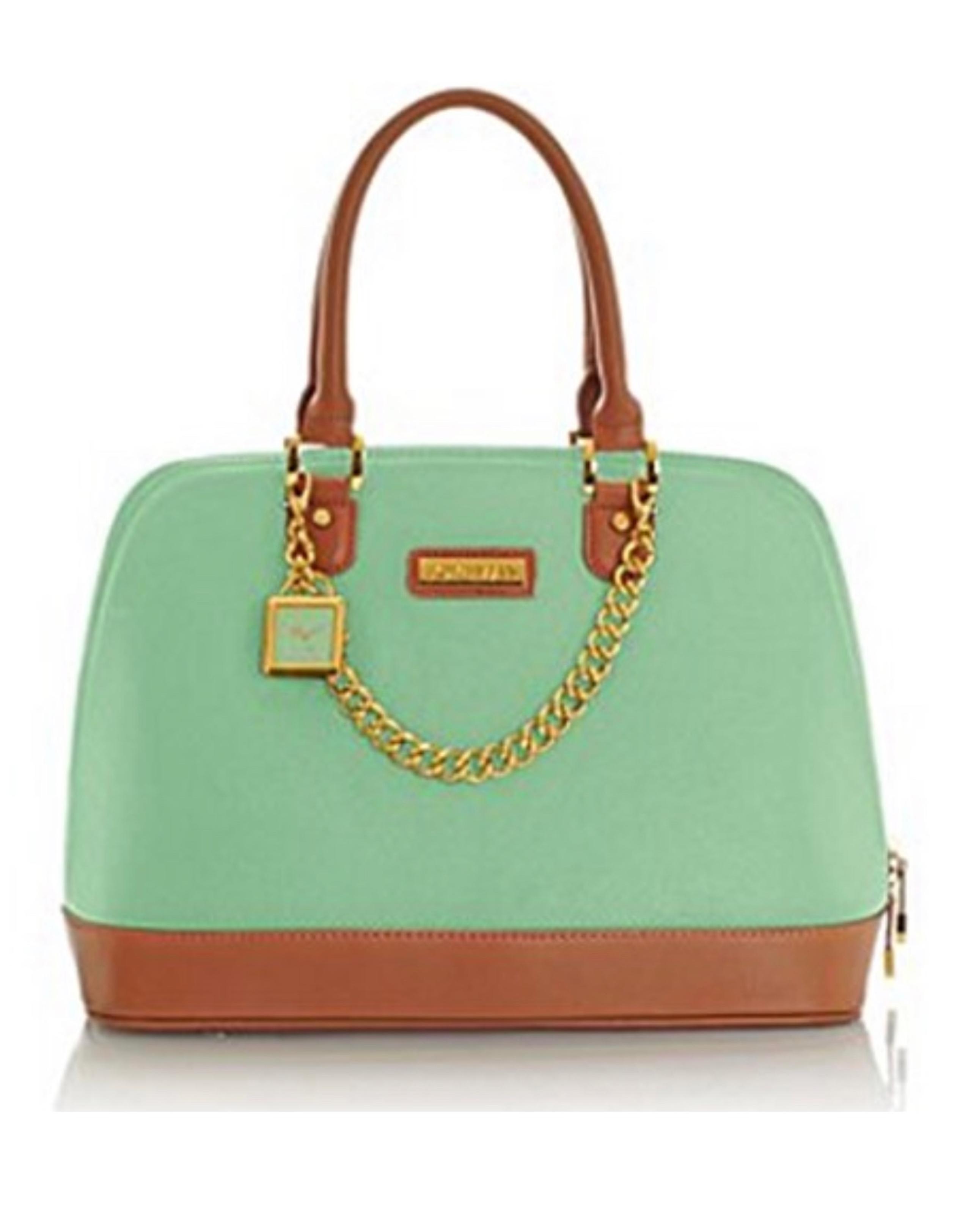 Joy & Iman Leather Timeless Chic Handbag mint