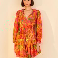 FARM RIO Orange Ombre Forest Mini Dress L