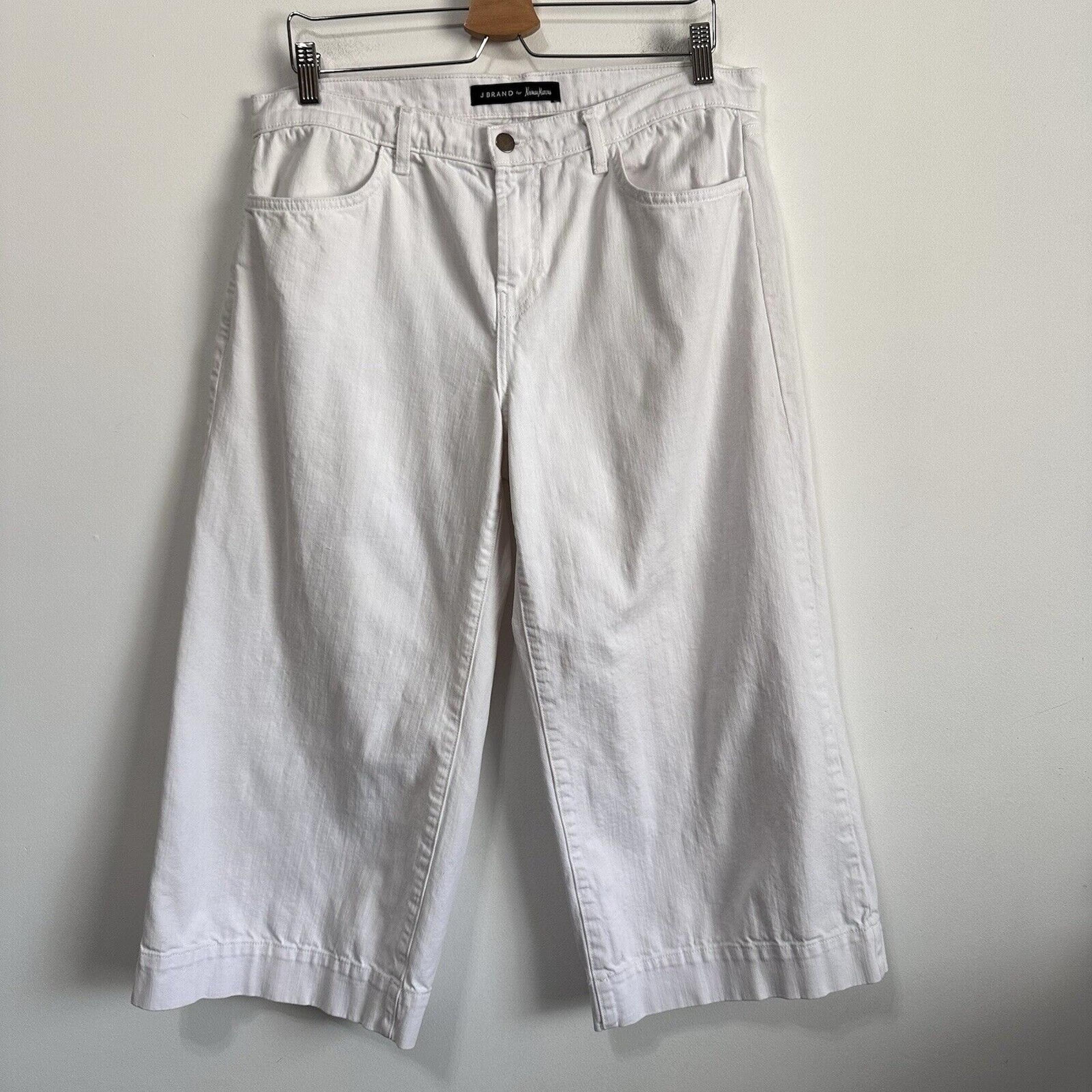 J Brand x Neiman Marcus Liza Cropped Jeans 30 Soft White Culotte Summer Hi Rise