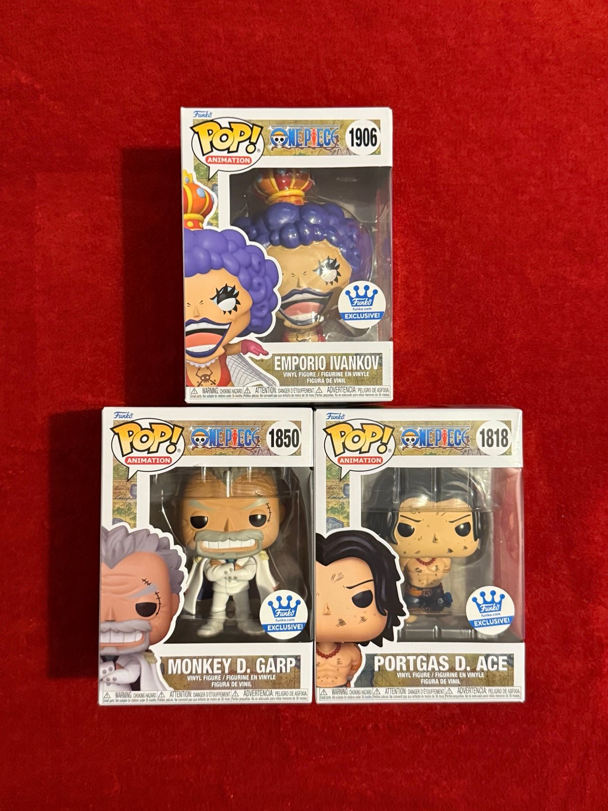 Funko Pop Portgas D Ace #1818 Monkey D. Garp #1850 Emporio Ivankov #1906 Set (M)