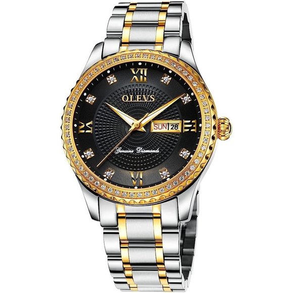 Men's Gold Silver Casual Stainless Steel Analog Quartz Waterproof Watch