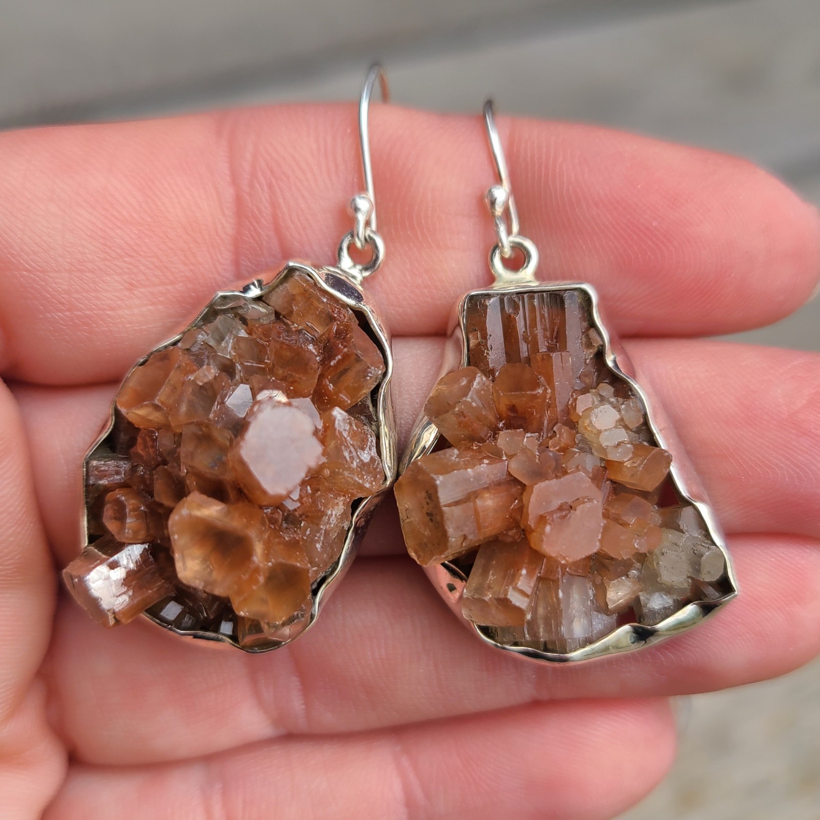 Aragonite Star Crystal 925 Earrings