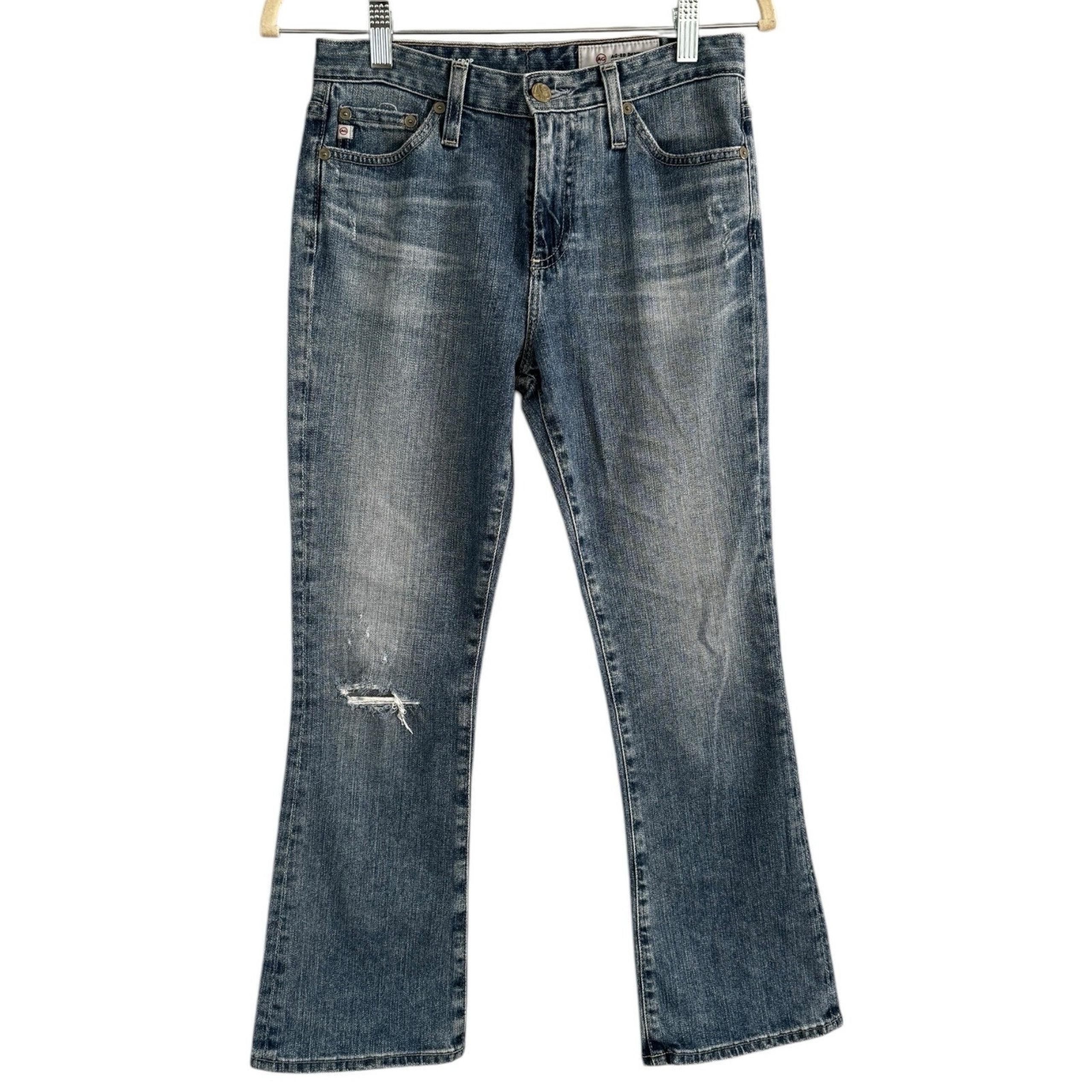 AG Adriano Goldschmied The Jodi Crop Distressed Light Wash Jeans Size 25 R Flare