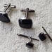 Vintage Hickok Silver Tone with Black Onyx Cuff Links and Tuxedo Buttons