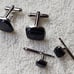 Vintage Hickok Silver Tone with Black Onyx Cuff Links and Tuxedo Buttons