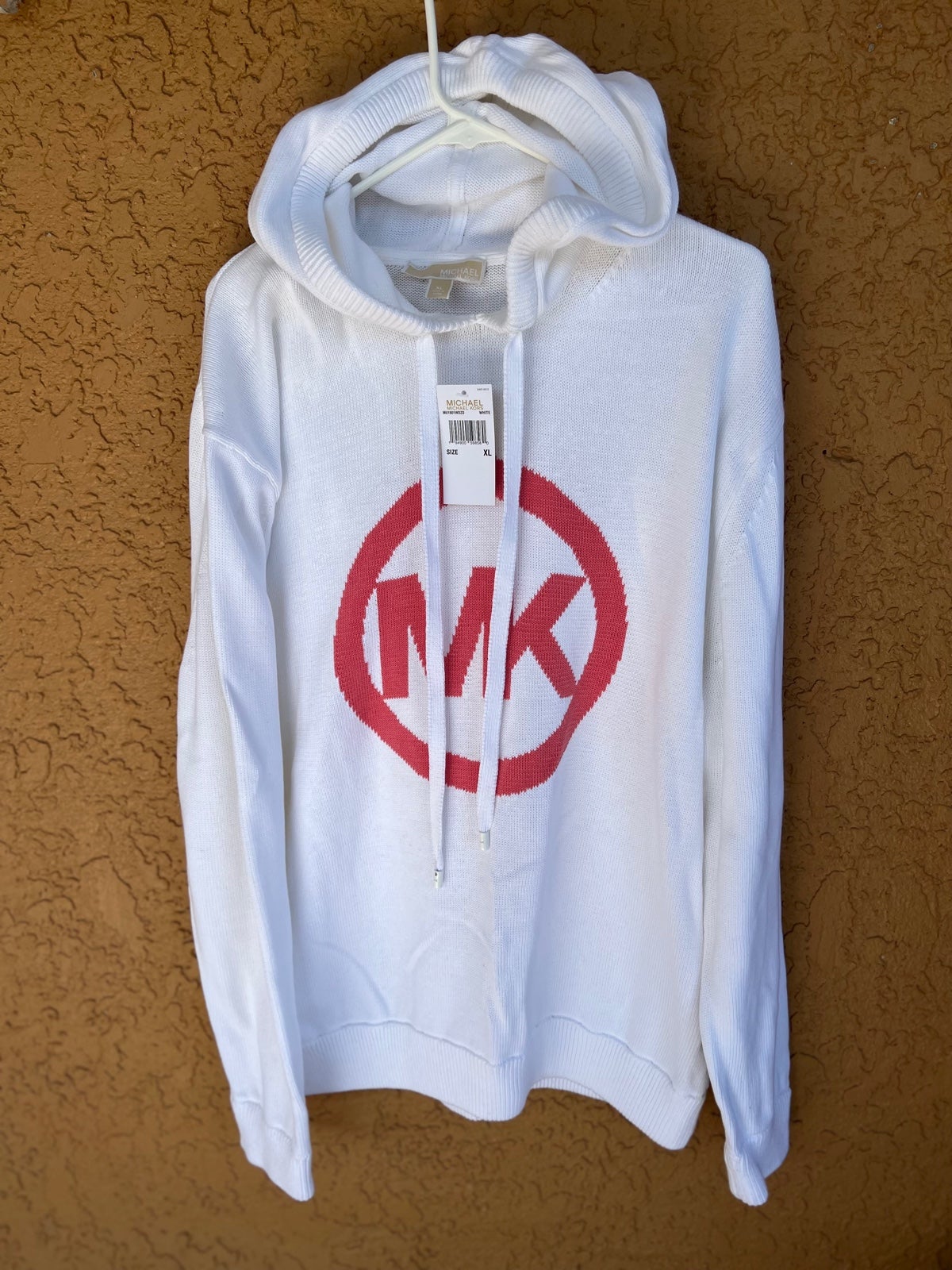 Michael Kors White Cotton Hooded Sweatershirt Size XL MU1601WDZD