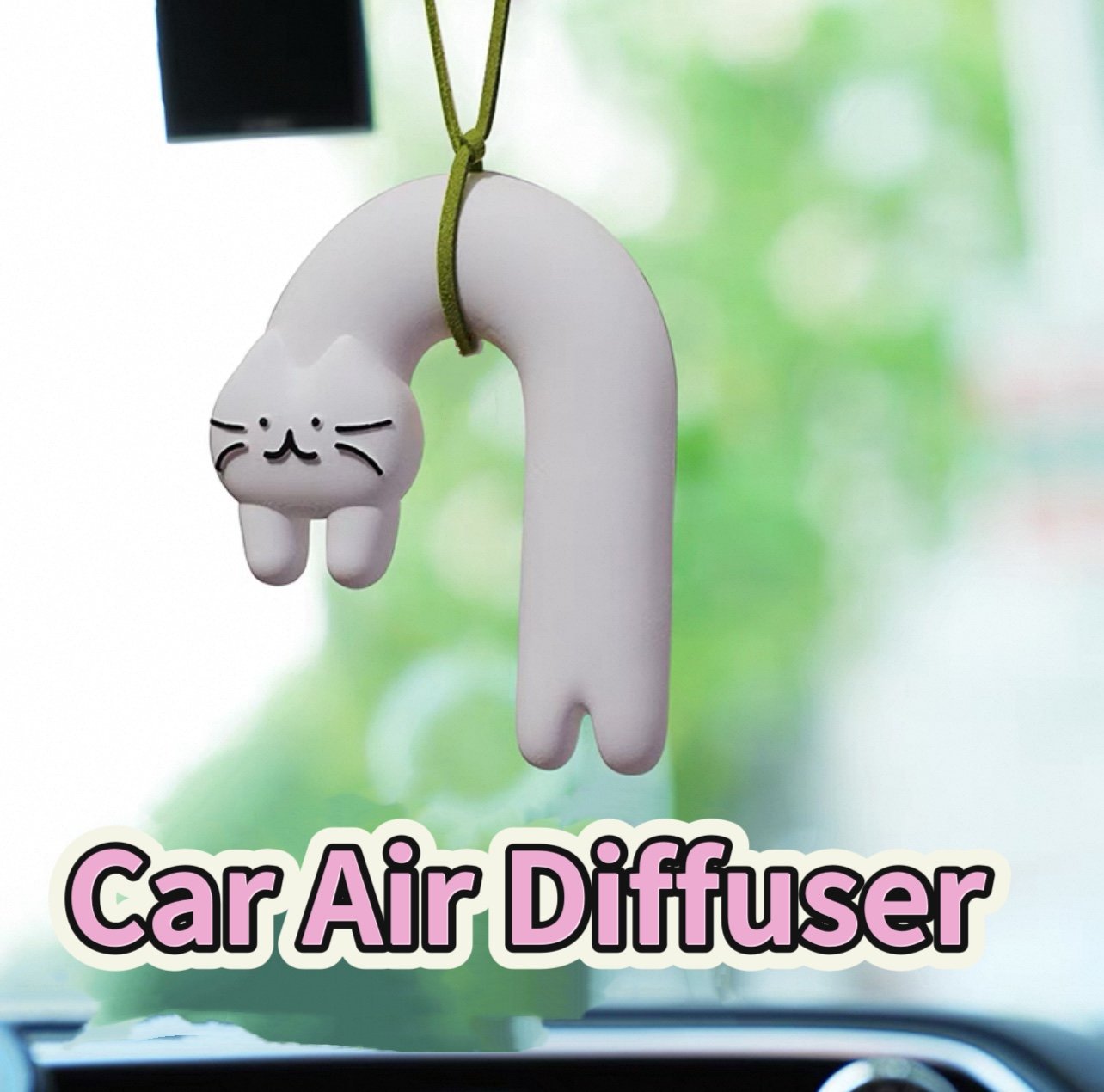 Cat Car Air freshener Dome Diffuser - Stone Oil White Aromatherapy