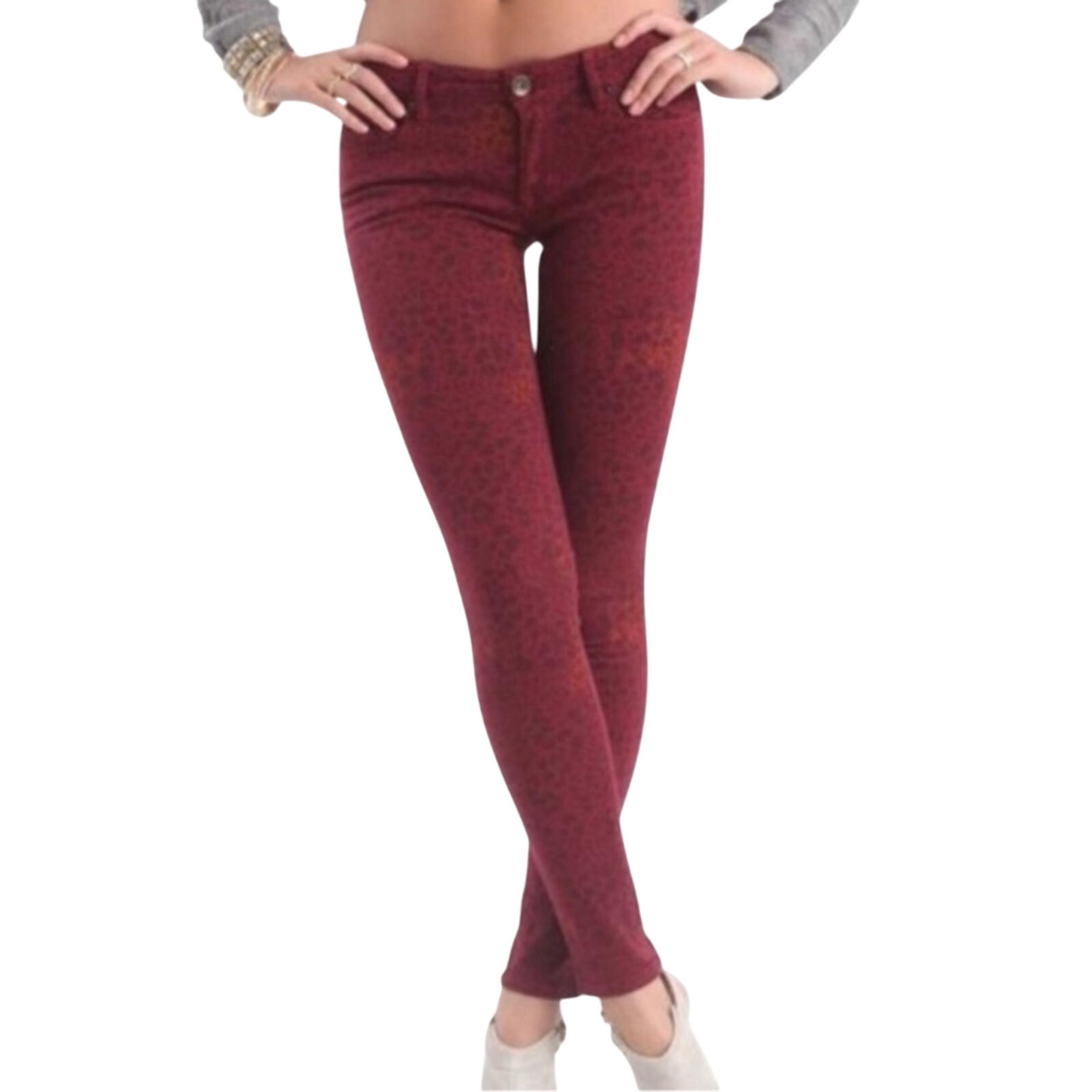 Bullhead Skinniest Red Leopard Pink Jaguar Skinny Jeans size 5