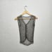 Black silver beaded mesh open knit vest top