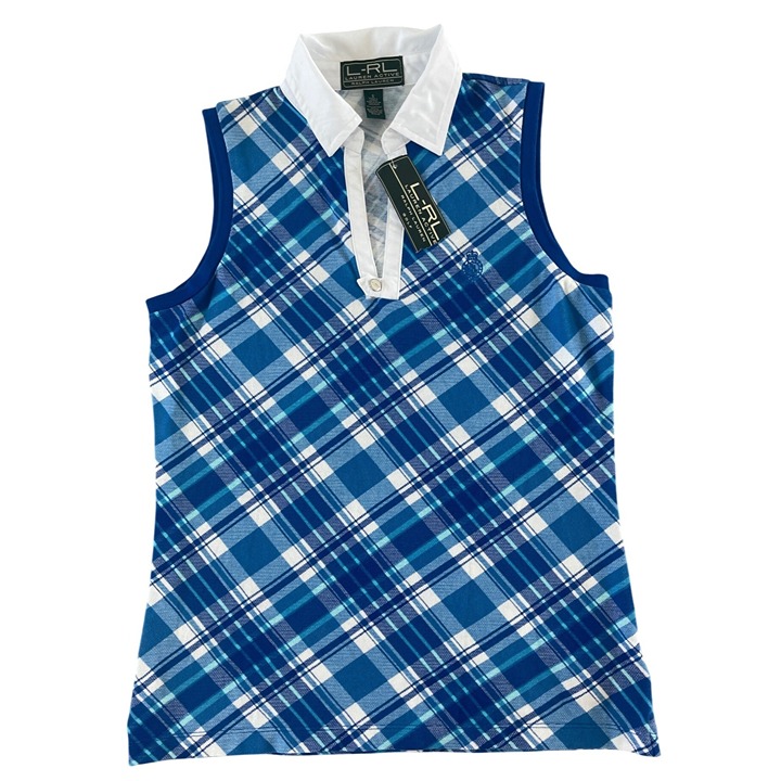 Lauren Ralph Lauren Active Golf Pickleball Plaid Tank Crest Logo S NWT Blue