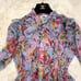 【Excellent Condition】Sov. Floral Print Long Pleated Dress with Bow Tie, Size 36