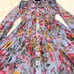 【Excellent Condition】Sov. Floral Print Long Pleated Dress with Bow Tie, Size 36