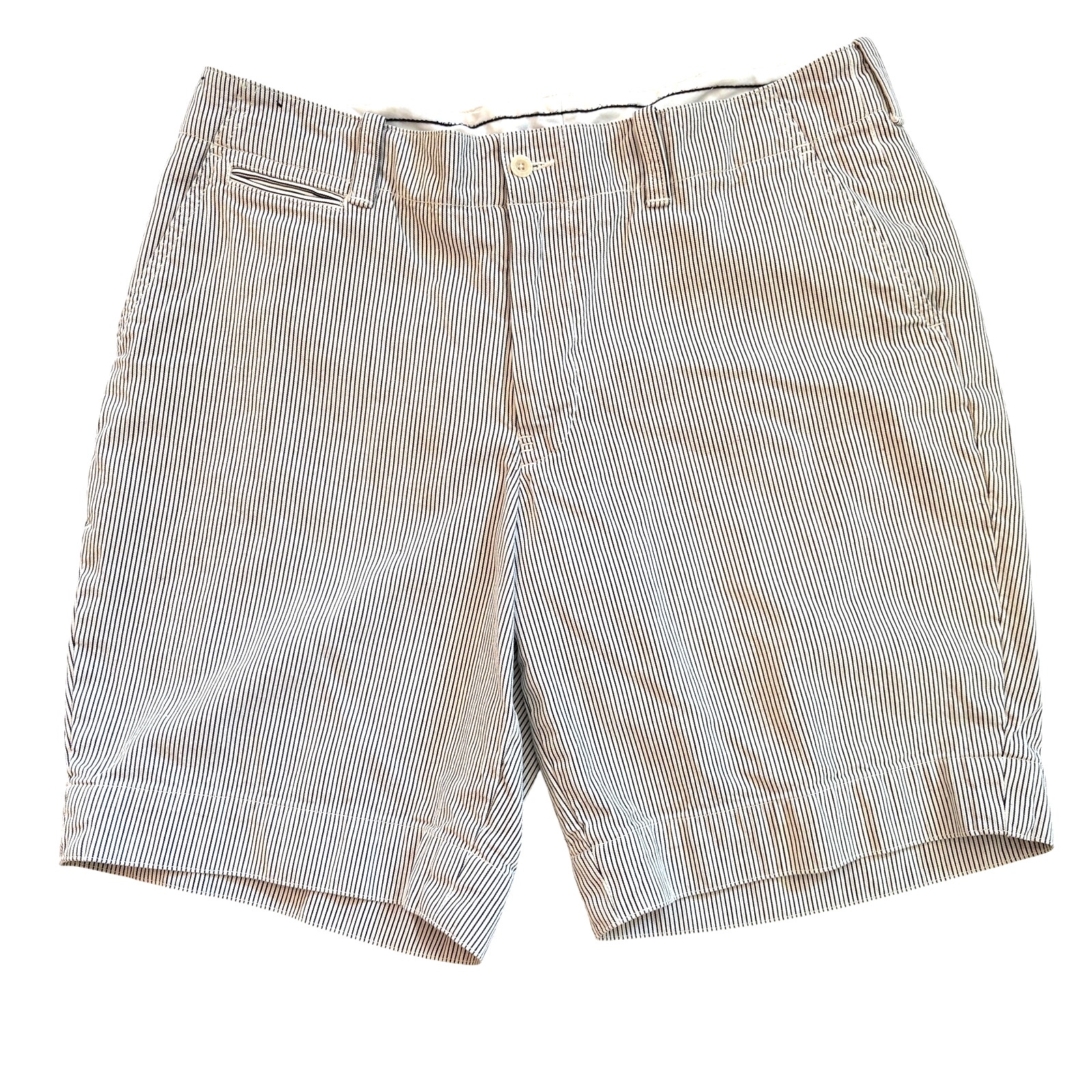 Vtg Polo Ralph Lauren Shorts Mens 36 White Hickory Stripe Train Conductor RARE