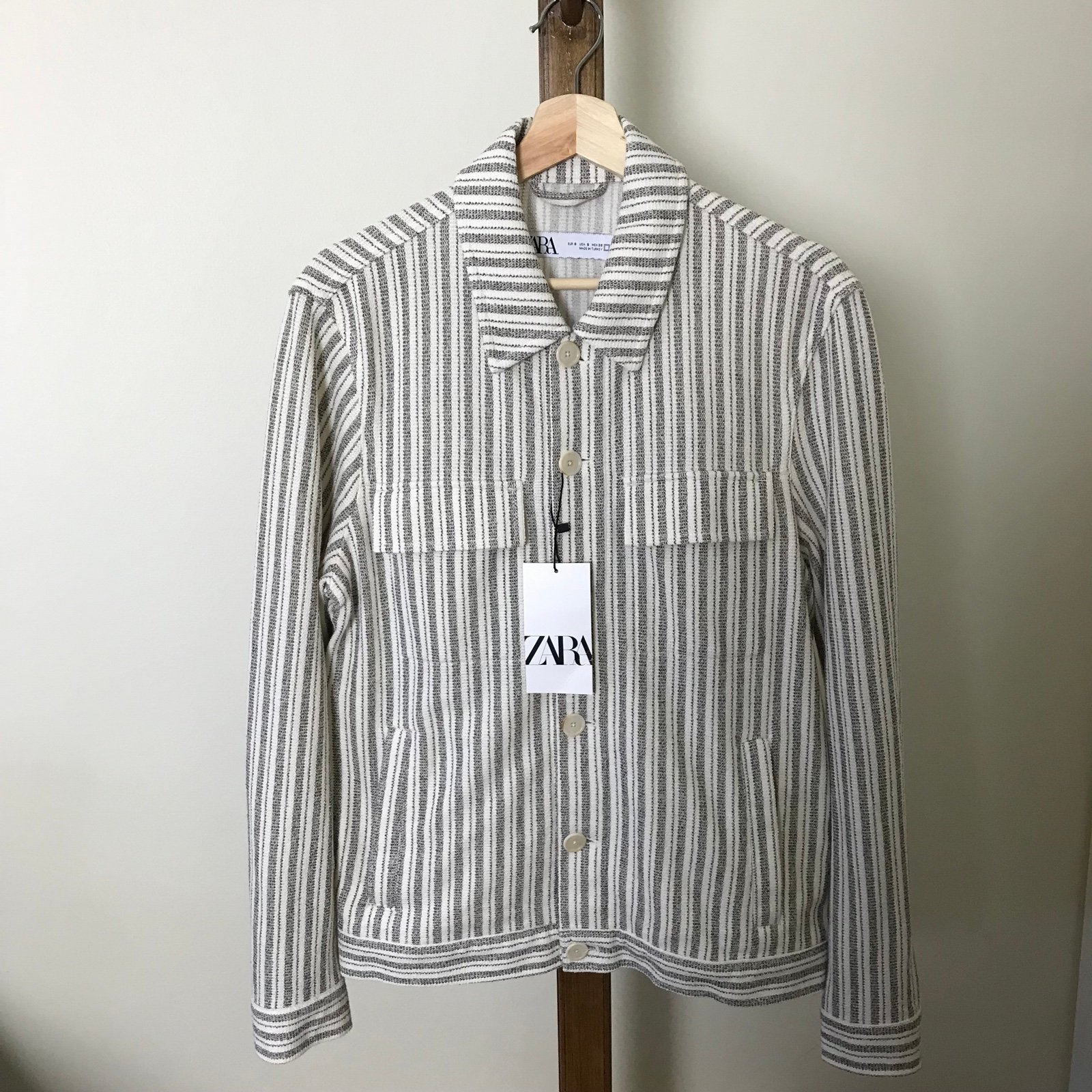 Zara Man Striped Shacket Medium Tall