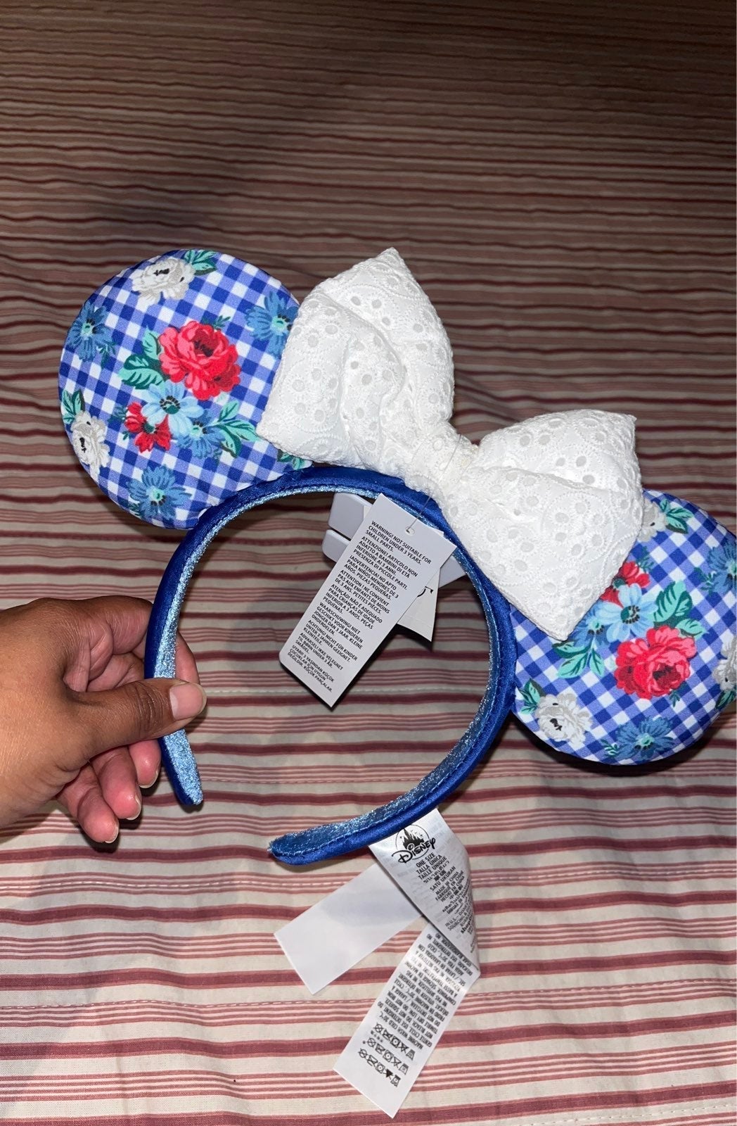 Disney Parks 2022 Country Blue Gingham Minnie Ears Headband