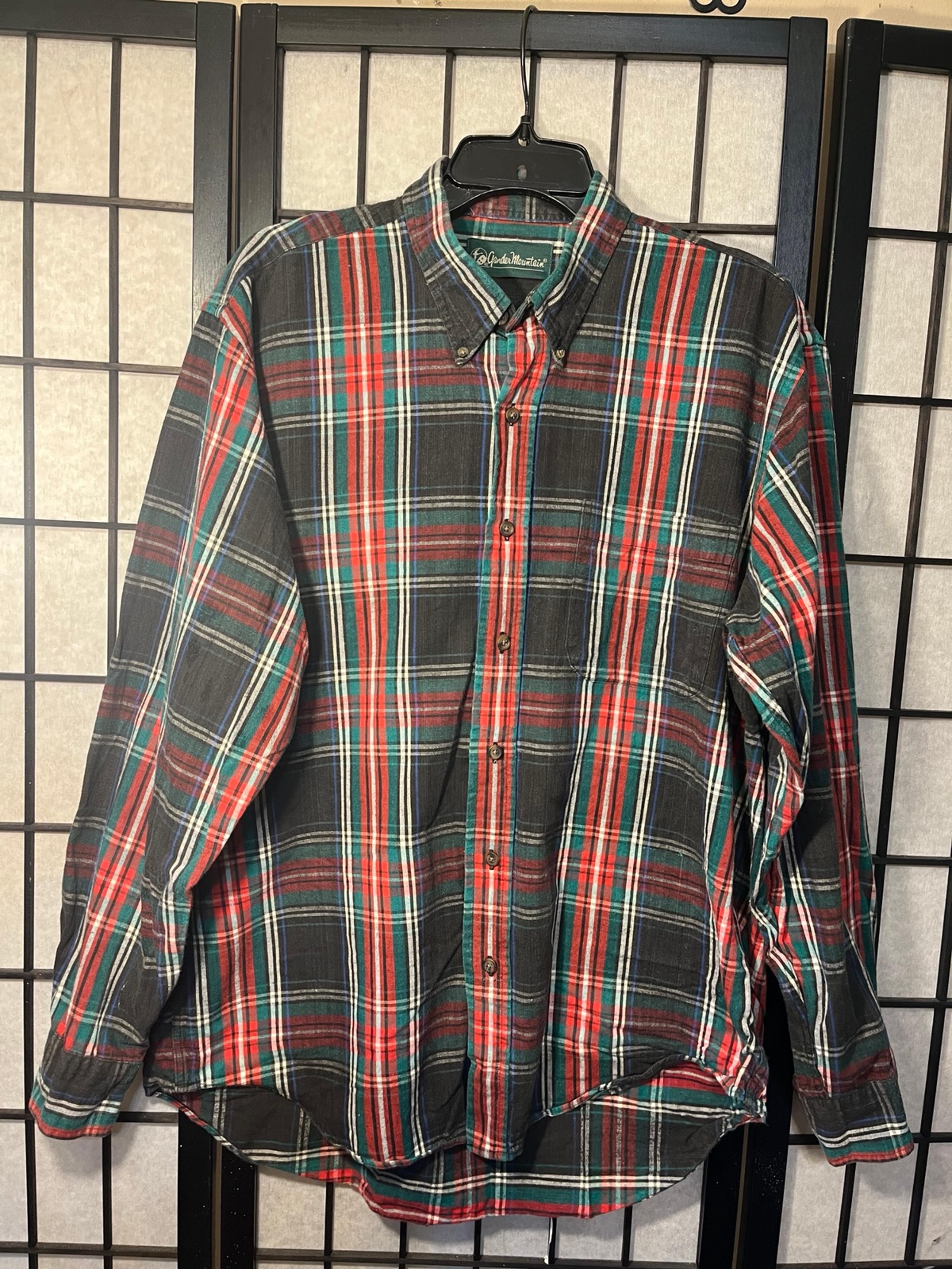 Gander Mountain 100% Cotton One Pocket Plaid Shirt Button Down Mens Large