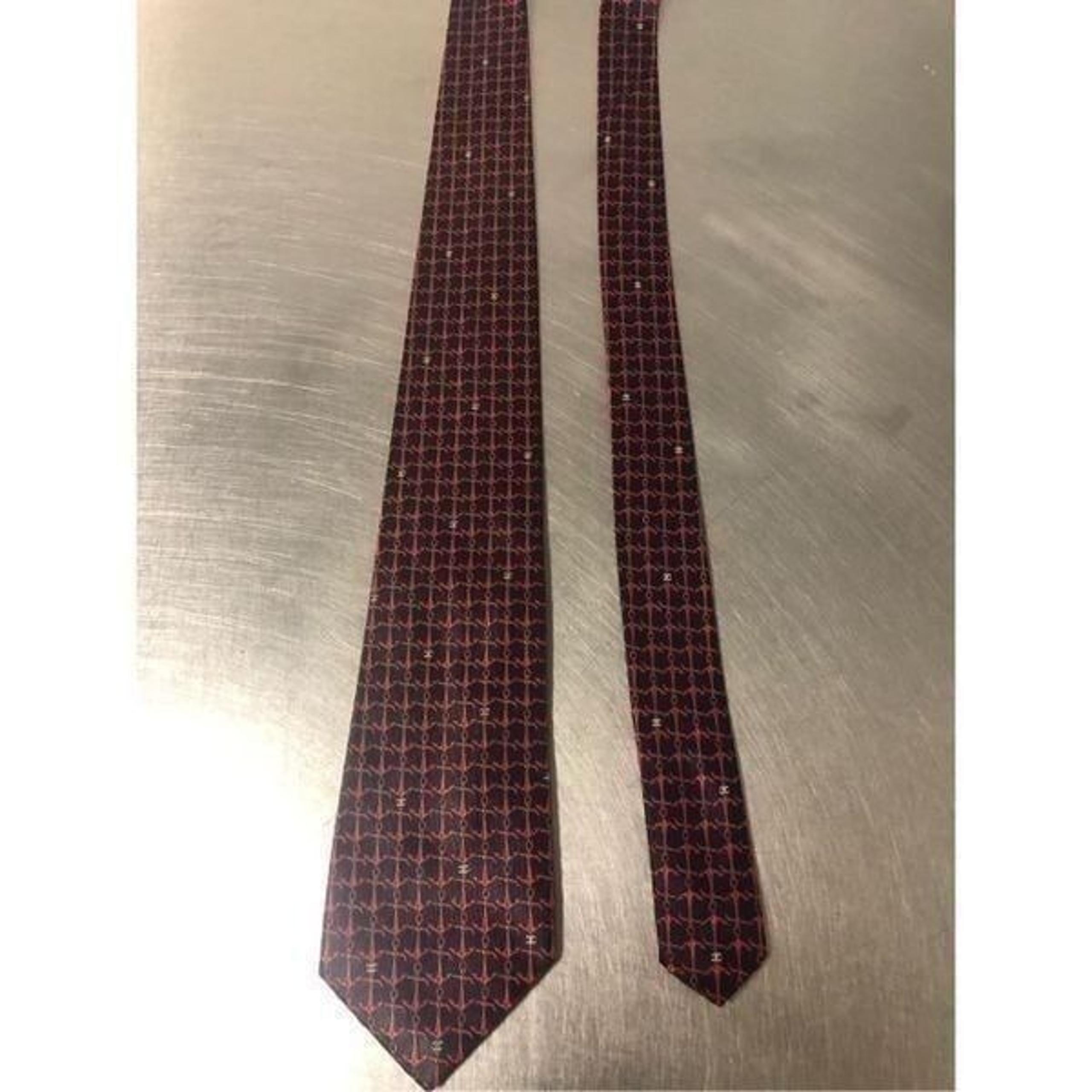 Chanel Paris Men’s Silk Blue and Red Anchor Designer Dress Tie