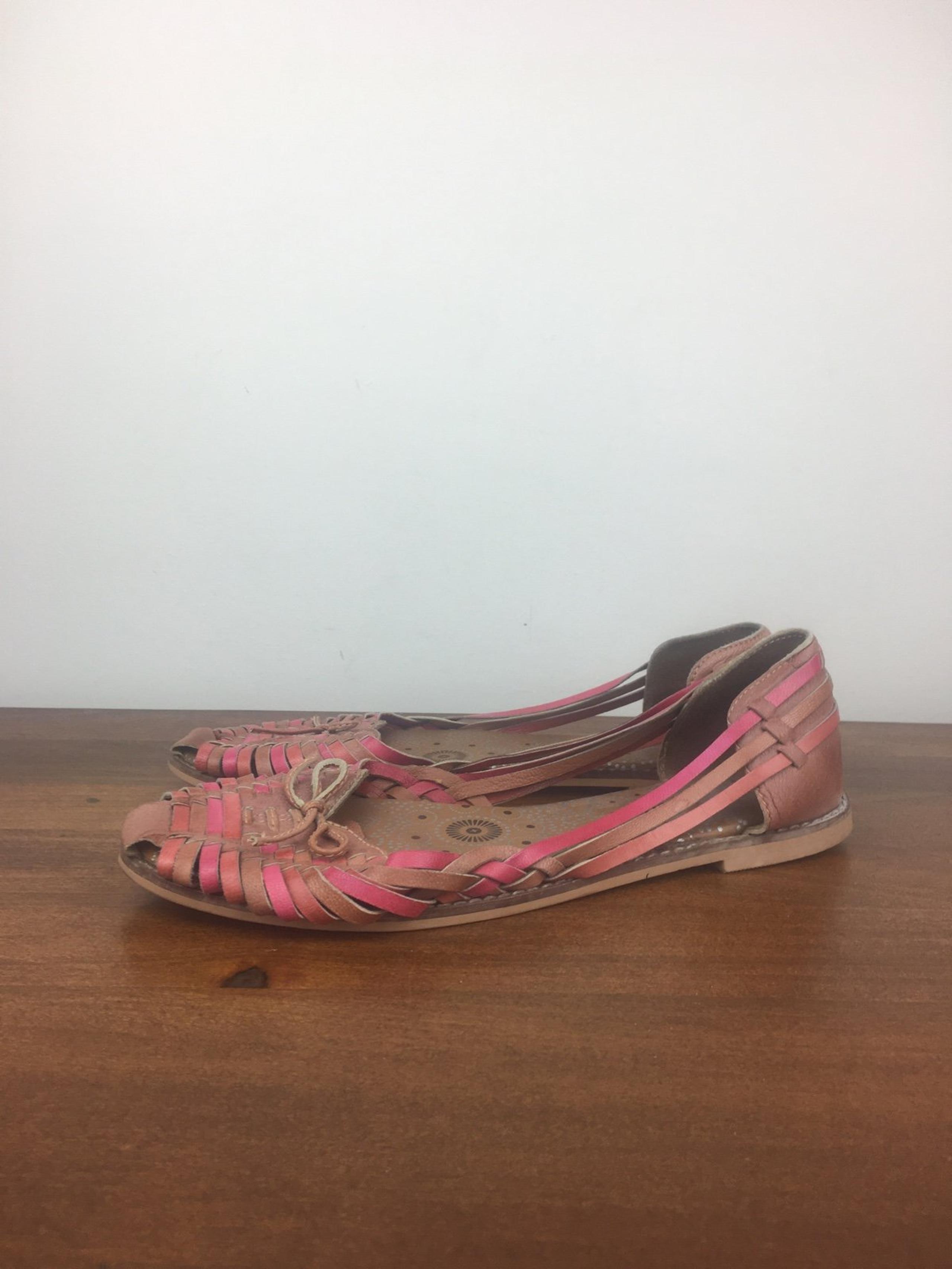 Forever 21 Huarache Shoes Women Leather Slip On Flats Woven Brown Pink Size 8