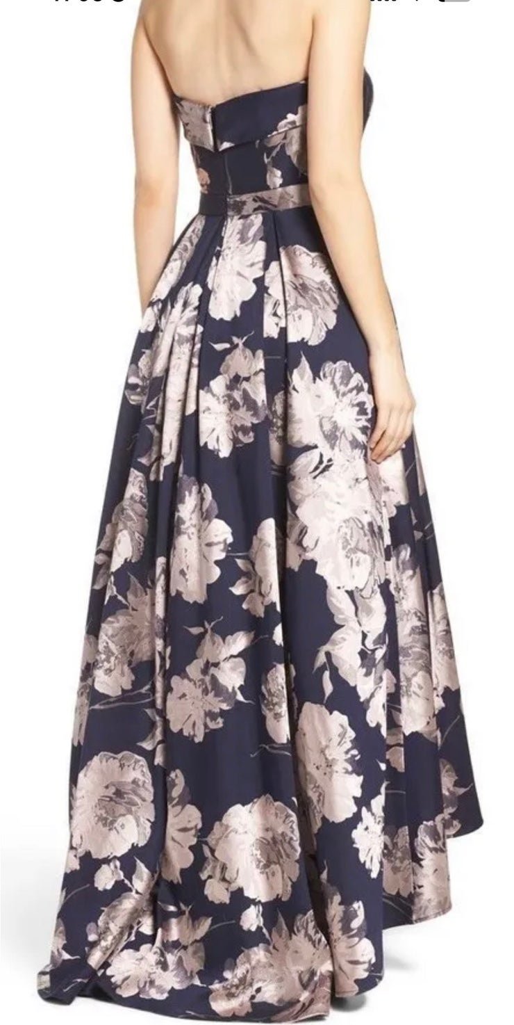 XSCAPE floral strapless dress