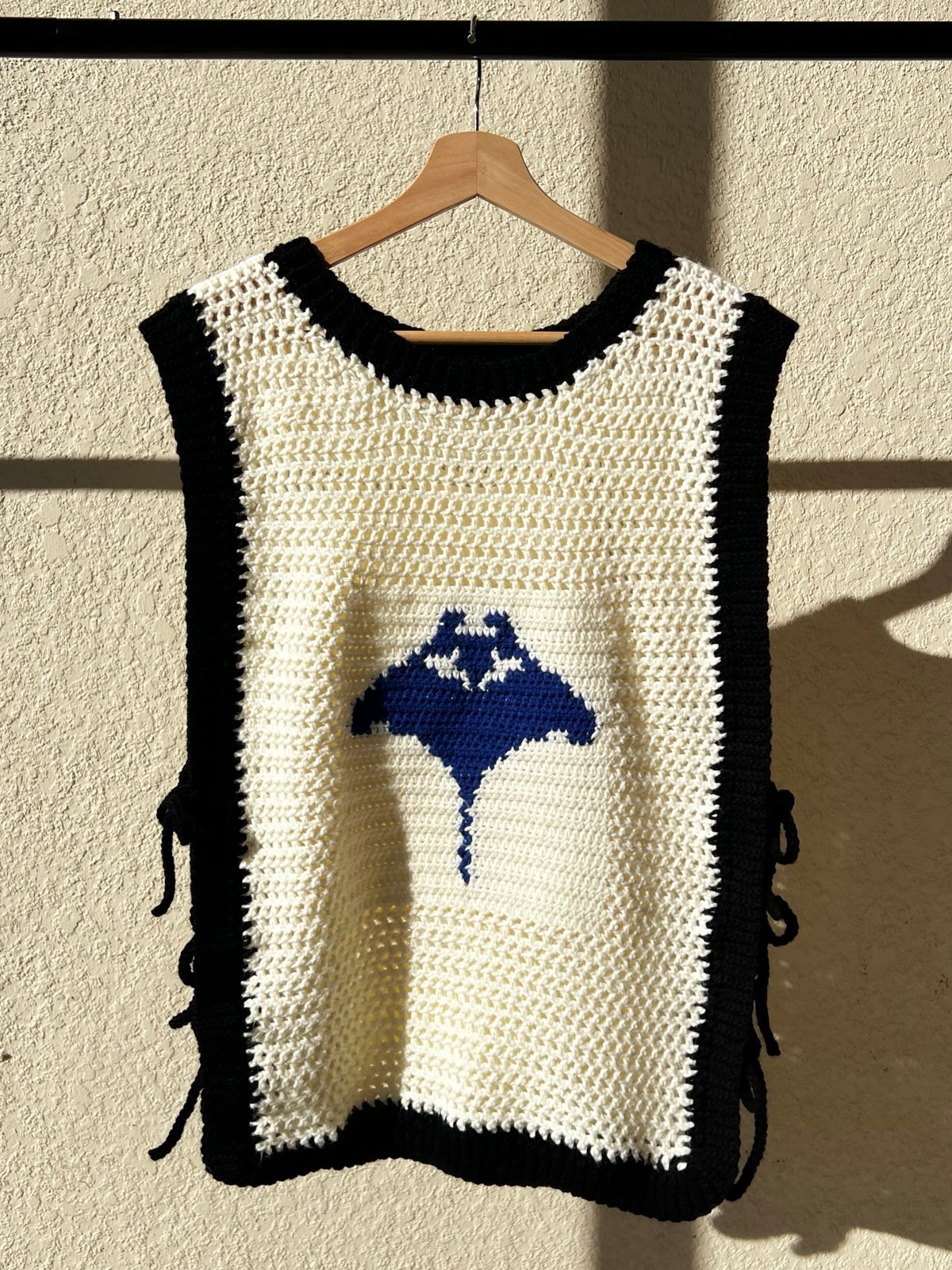 Crochet Side Tie Sweater Vest