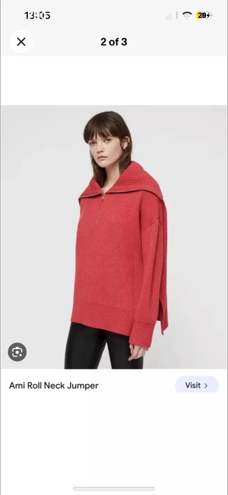 AllSaints Ami Roll Sweater Red Salmon Top Shirt