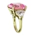 Vintage Sterling Silver Gold Wash Large Asscher Pink CZ 3 Stone Ring SR-3308