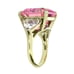 Vintage Sterling Silver Gold Wash Large Asscher Pink CZ 3 Stone Ring SR-3308