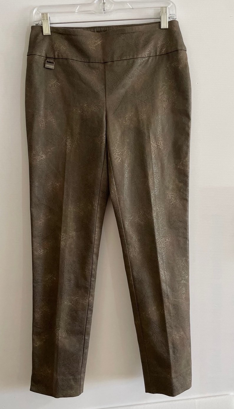 Lisette L Montreal - Mamba print “Thinny Pants” Browns Leather Look Size 6 NWOT