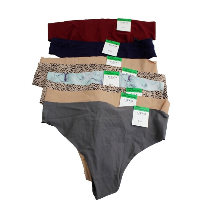 Lot 8 Alfani Thong Panties Womens Large Underwear Beige Cheetah Blue Black NEW
